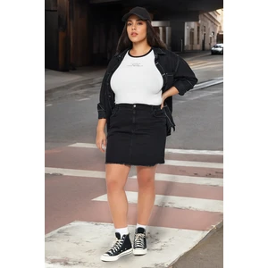 Trendyol Curve Black Pocket Bag Detailed Denim Skirt