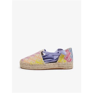 Pink-yellow Women's Patterned Espadrilles for Tying Guess Jalene 3 - Ladies