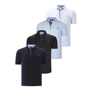 QUAD SET T8582 DEWBERRY MENS T-SHIRT-BLACK-WHITE-NAVY BLUE-BABY BLUE