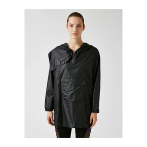 Koton női fekete kapucnis pocket részlet zip-up kabát