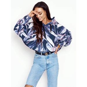 Navy blue oversize hoodie Cocomore floral prints