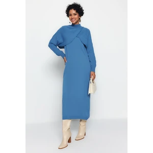 Trendyol Indigo Bolero Detailed Knitwear Cardigan-Dress Bottom-Top Set