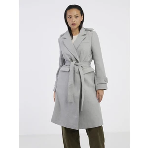 Light grey women's brindle coat with wool Noisy May Leony - Ladies