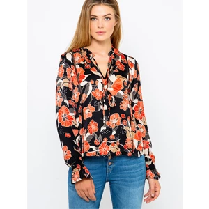 Red-Black Flowered Blouse CAMAIEU - Women