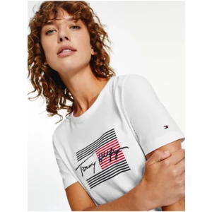 White Women's T-Shirt with Tommy Hilfiger Print - Women