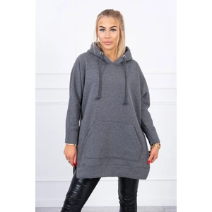 Insulated sweatshirt with slits on the sides graphite