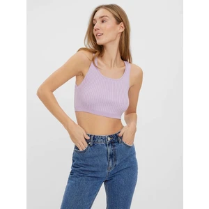 Světle fialový žebrovaný crop top VERO MODA Fibly - Dámské