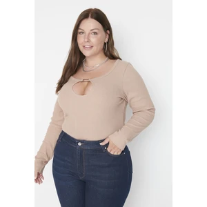 Trendyol Curve Plus Size Bodysuit - Beige - Regular fit