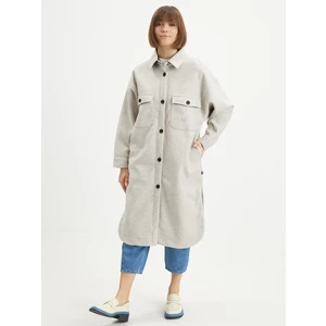 Light Grey Womens Long Shirt Jacket Picture Sotola - Women