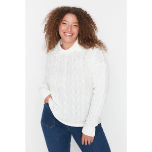 Trendyol Curve Plus Size Sweater - Ecru - Relaxed fit