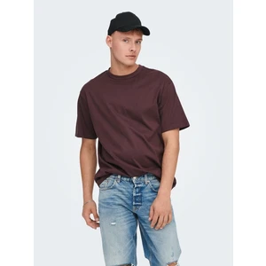 Dark brown basic T-shirt ONLY & SONS Fred - Men