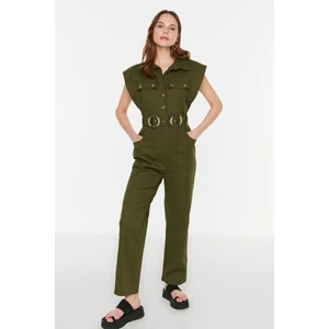 Trendyol Khaki Öv Gomb részletező Jumpsuit