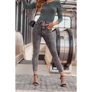 Denim push up with high waist, dark gray