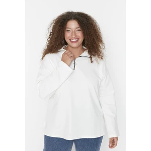 Trendyol Curve Plus Size Sweatshirt - Ecru - Regular fit