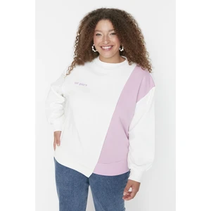 Trendyol Curve Plus Size Sweatshirt - White - Regular fit