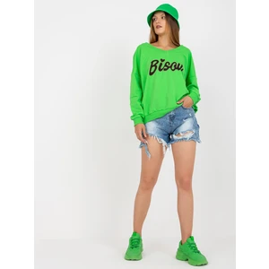 Green-black sweatshirt with print without hood