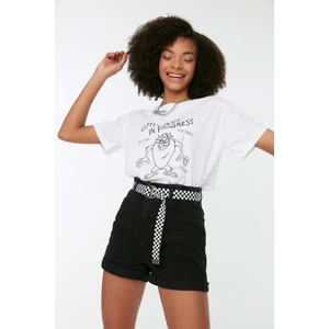 Trendyol Black Elastic Waist Denim Shorts