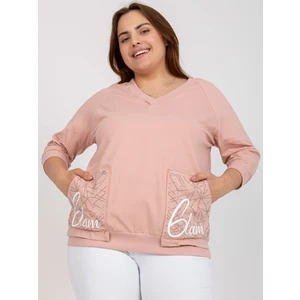 Dusty pink blouse plus size with patch and lettering