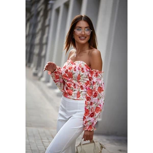 Spanish blouse with orange and cream flowers