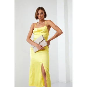 Sensual yellow dress with open back