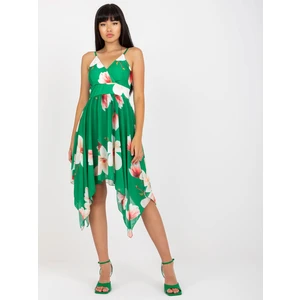 Green wrap dress with floral hangers