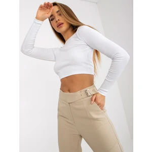 Beige straight trousers made of high-waisted fabric