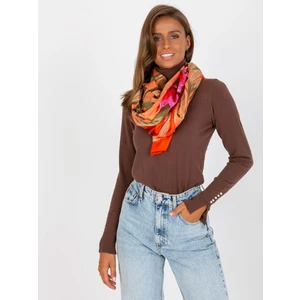 Orange cotton scarf with print