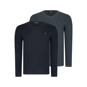 DUAL SET T8587 DEWBERRY V COLLAR MEN'S SWEATSHIRT-ANTHRACITIS-BLACK