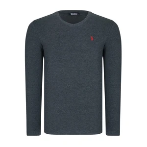 T8587 DEWBERRY V-NECK MEN'S SWEATSHIRT-FLAT ANTHRACIC