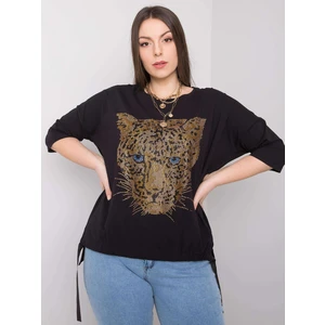 Oversize women's blouse with a black application