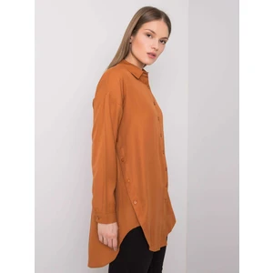 RUE PARIS Brown long women's shirt