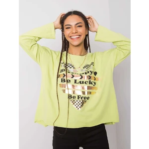 Light green cotton blouse with a print