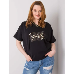 Black plus size blouse with cutouts on the sleeves