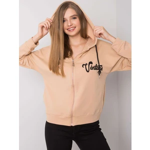 Beige sweatshirt with zip fastening