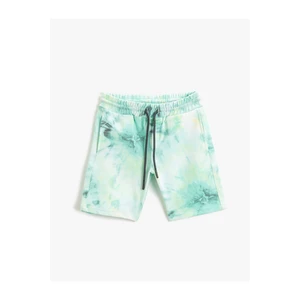 Koton Tie Waist Patterned Tie Dye Shorts With Pockets