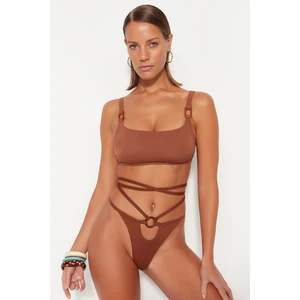 Trendyol High Leg Bikini Bottoms With Ecru Accessories