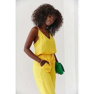 Summer set of palazzo trousers and yellow top