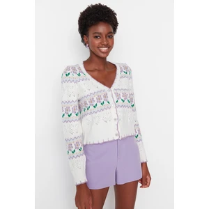 Trendyol Ecru Jacquard Knitwear Cardigan