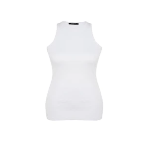 Trendyol Curve White Basic Corduroy Knitted Halterneck Singlet.