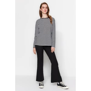Trendyol Black Striped Long Sleeve Knitted T-Shirt