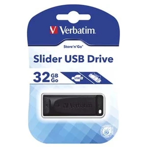 Verbatim USB flash disk, USB 2.0, 32GB, Slider, černý, 98697, USB A, s výsuvným konektorem