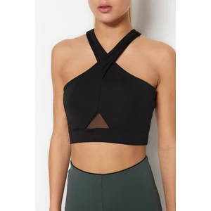 Trendyol Black Support/Sculpting Tulle Detail Sports Bra