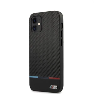 BMW PU Carbon Tricolor Line Tok  iPhone 12 mini, Black