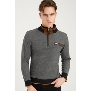 1039 DEWBERRY MEN'S SWEATSHIRT-BLACK-WHITE