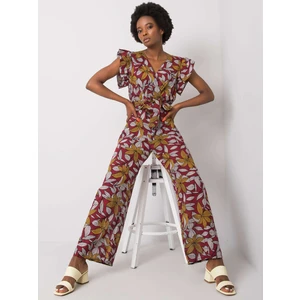 Women's maroon patterned jumpsuit