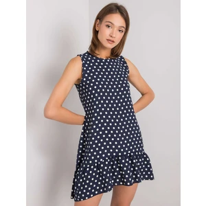 RUE PARIS Ladies' navy blue dress with polka dots