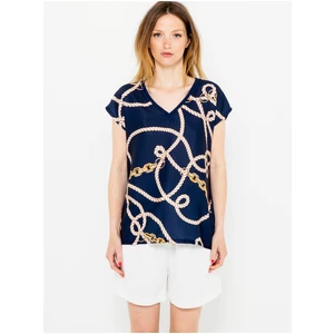 Dark blue patterned T-shirt CAMAIEU - Women