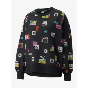 Black Women's Patterned Oversize Sweatshirt Puma - Women