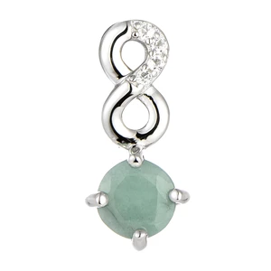 Brilio Silver Nádherný strieborný náhrdelník so smaragdom SP08339D (retiazka, prívesok)