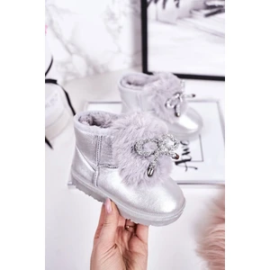 Children's Snow Boots Insulated With Fur Silver Aurora